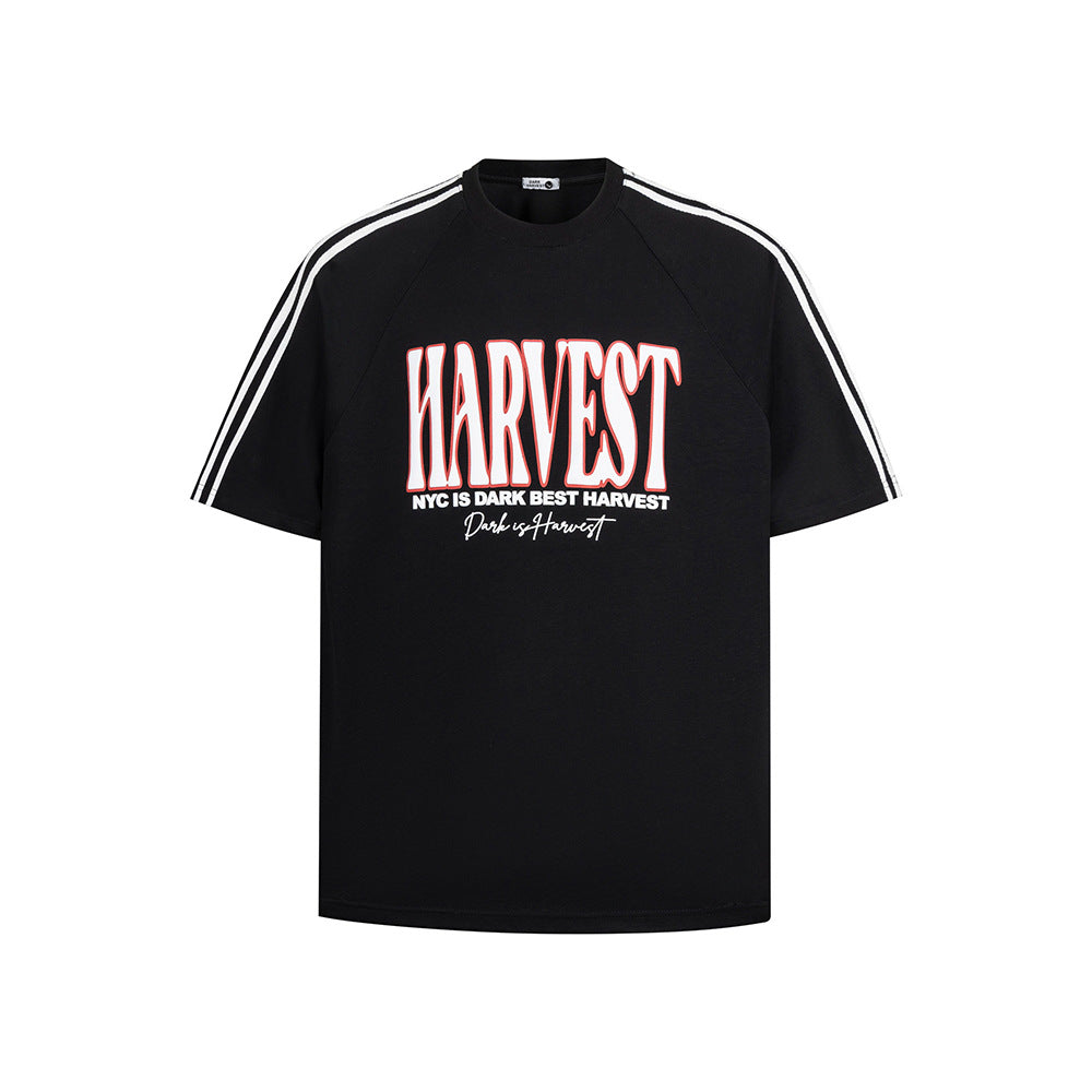 New York Hip Hop Style Casual Short Sleeve Vintage Webbing Alphabet Print T-Shirt