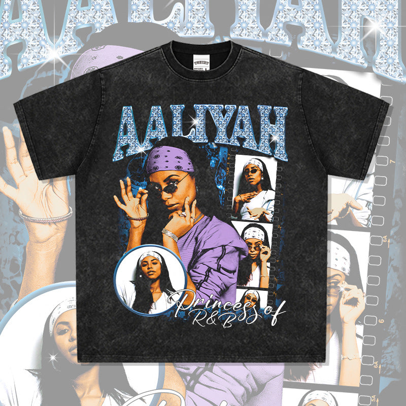 Marcas streetwear usa vintage hip hop alayiah print short sleeve t-shirt