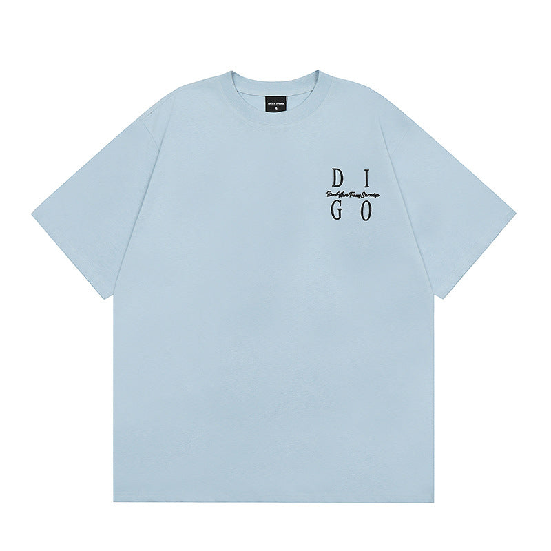 Vintage T Shirts Hip Hop Letter Embroidery Short Sleeve T-Shirts