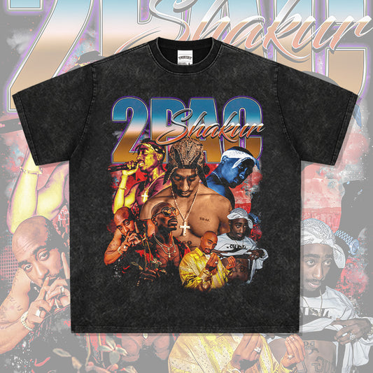 New york hip hop shop vintage hip hop tupac print short sleeve t-shirt