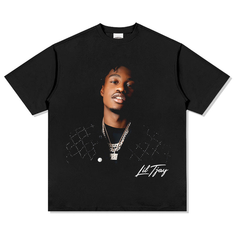 Cool t rapper vintage hip hop Lil Tjay print short sleeve t-shirt vintage
