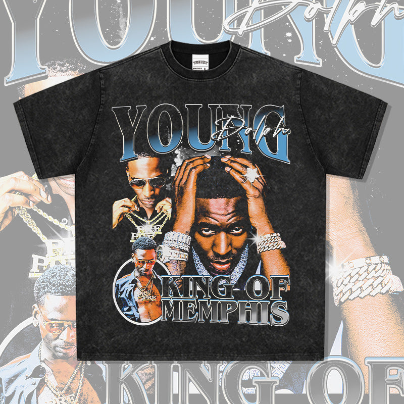 Marcas streetwear usa hip hop young dolphin Young Dolph print short sleeve t-shirt