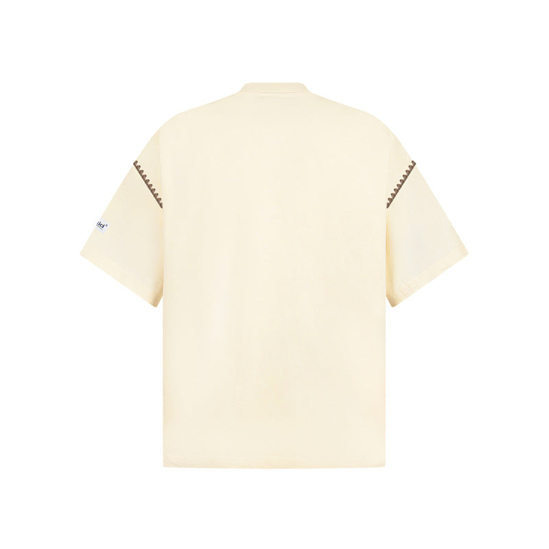 Camisas Retros Vintage Patch Embroidered Short Sleeve T-Shirt Oversize Top