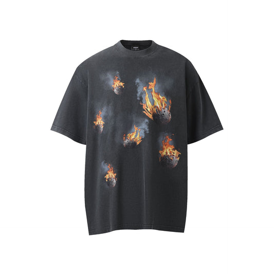 Remeras rock nacional t-shirt short sleeve loose flame meteorite print