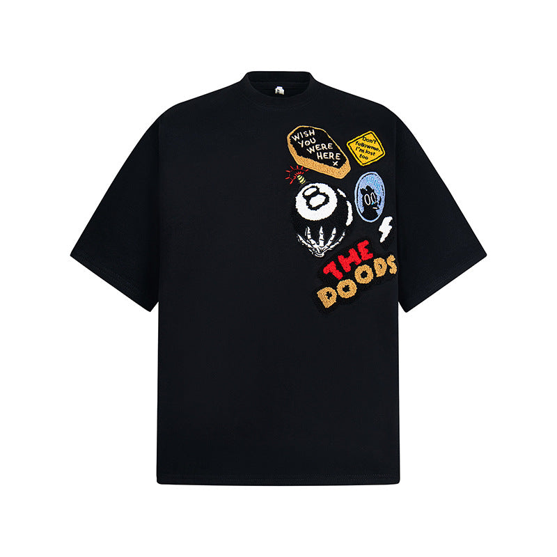 Hip Hop Clothes New York Embroidered T-Shirt Loose Short Sleeves