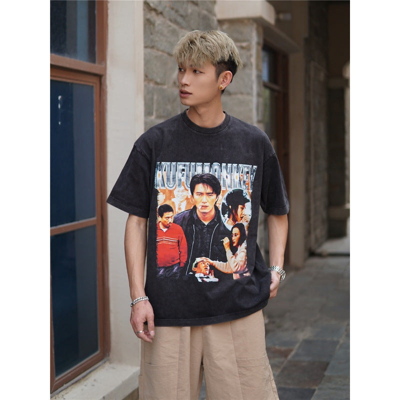 Film Star T Shirt Classic Movie Fight Back to School Cotton Short Sleeve Loose round Neck Retro T-shirt