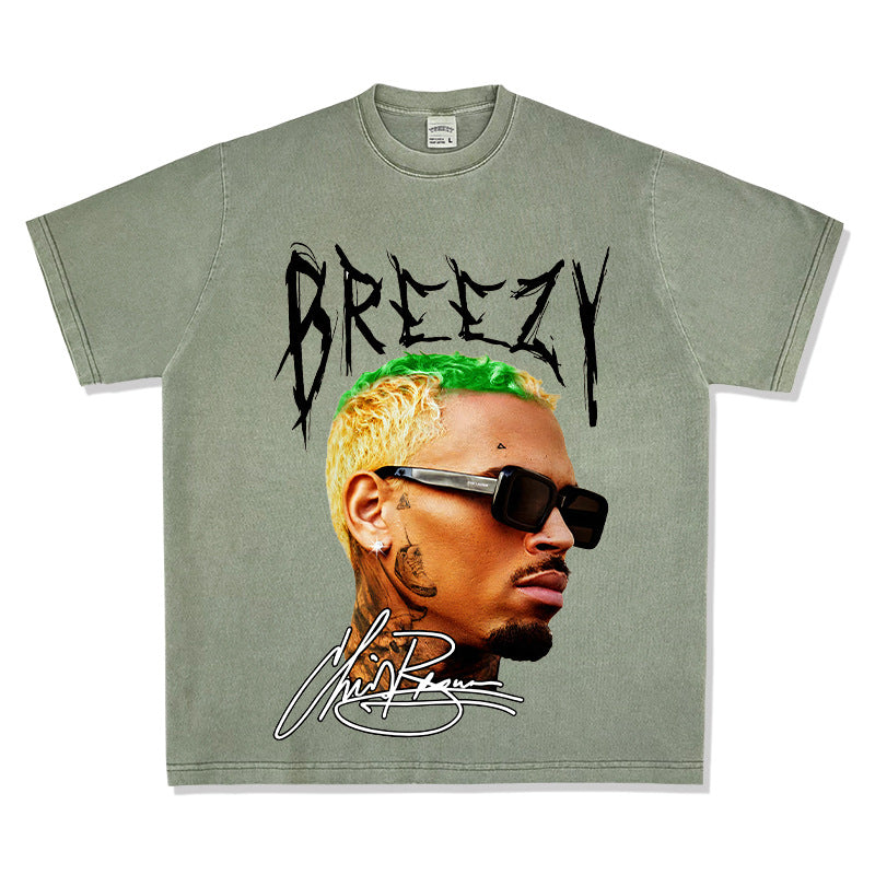 New york hip hop shop vintage brown, print short sleeve t-shirt
