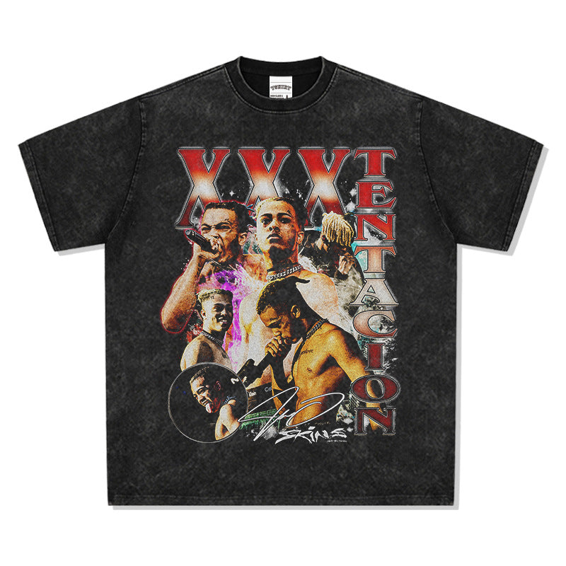 Marcas streetwear usa vintage hip hop XXX print short sleeve t-shirt hundred