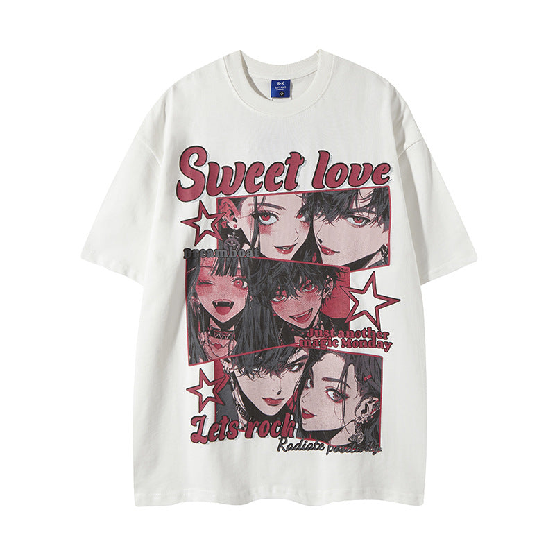 Nyc T Shirt Vintage Cartoon Comic Print Short Sleeve T-Shirt