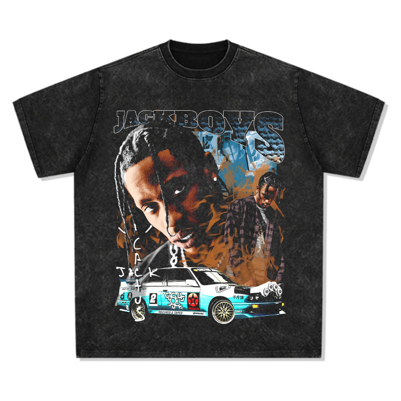 Cool t rapper vintage hip hop travis scott print short sleeve t-shirt