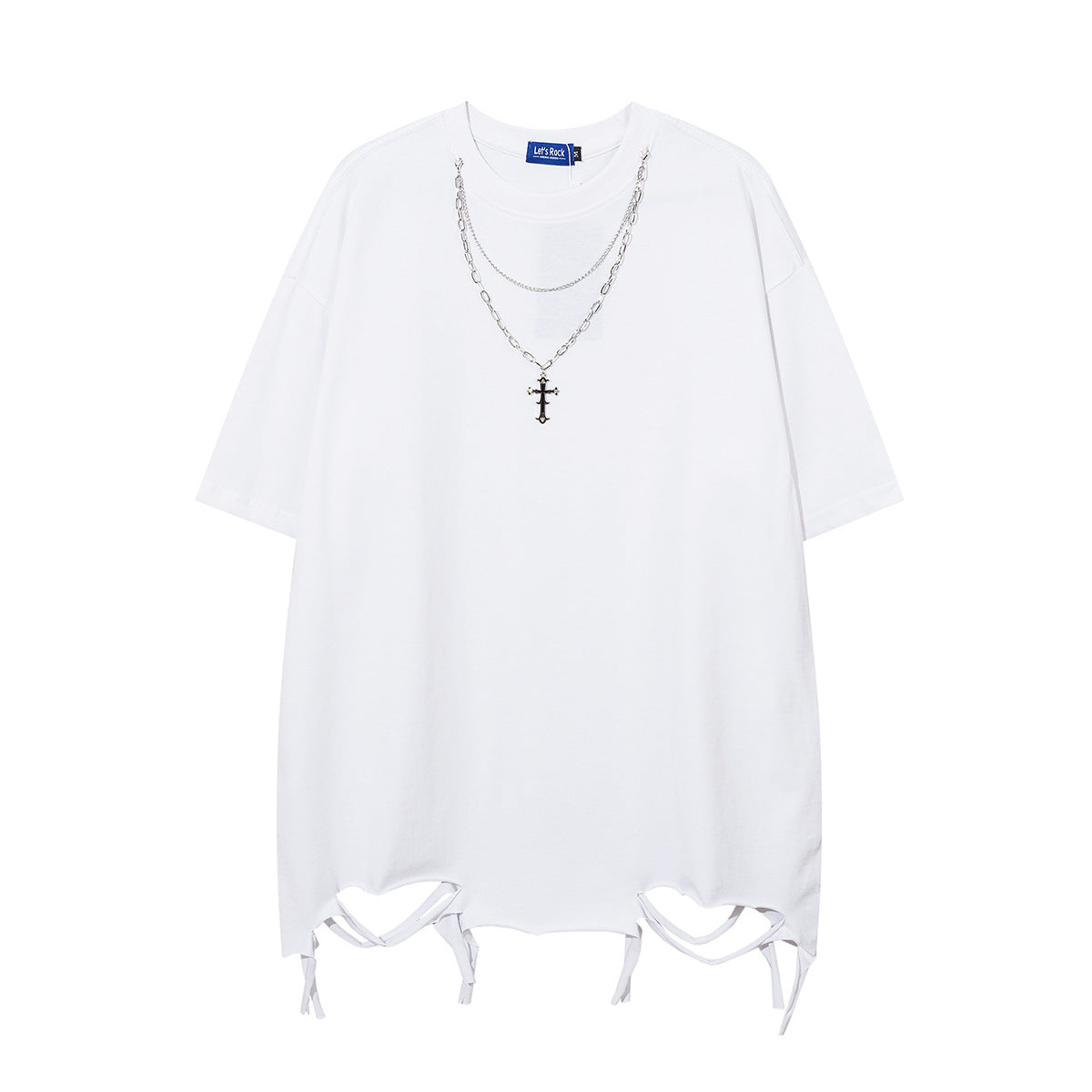 Retro Style Shirt For Men Summer Wash Necklace T-Shirt Short Sleeve