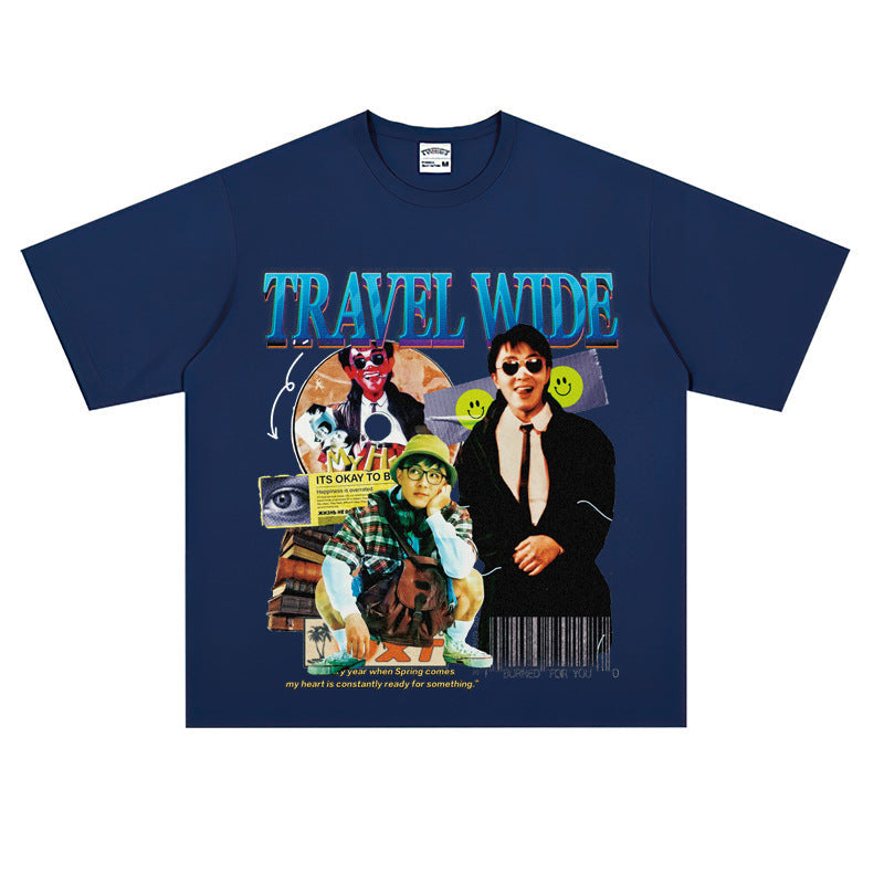 Film Star T Shirt Stephen Chow Short-Sleeved American Retro T-shirt for Men