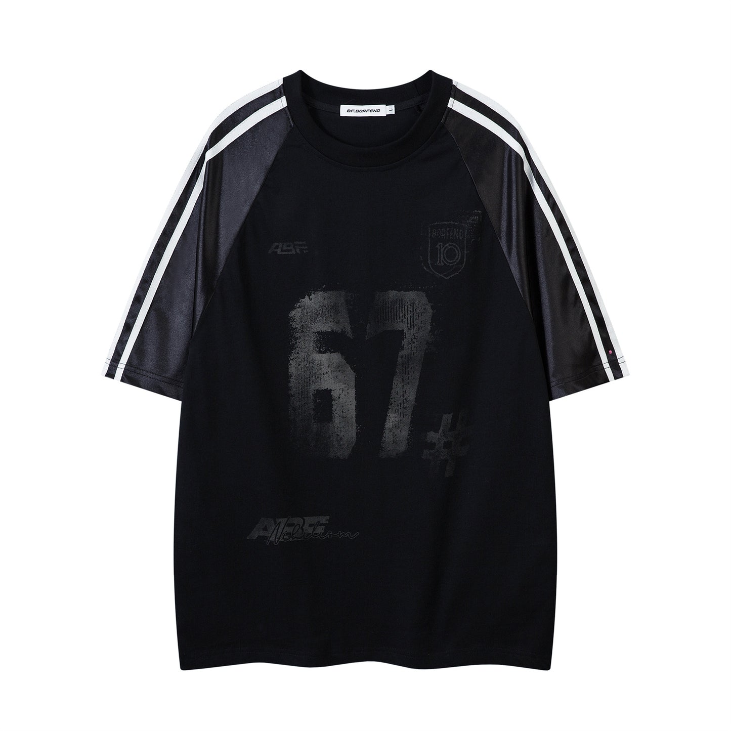 Distorted vintage digital print crew neck short-sleeved t-shirt summer loose casual top