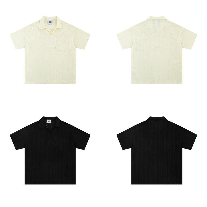 Hip Hop Shirts For Boys Summer, Lapel Short Sleeve POLO Shirt Casual Top