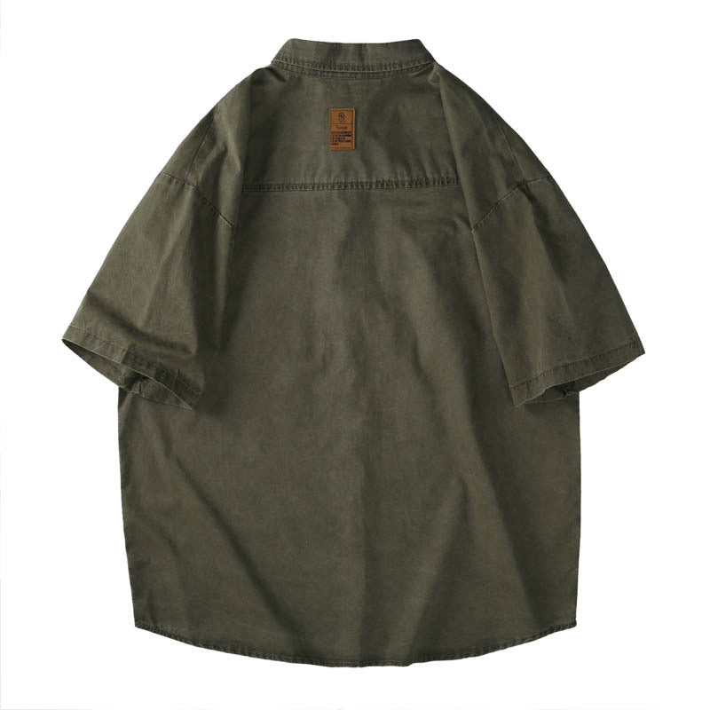 Men T-shirts Vintage Short Sleeve Summer Loose Shirt