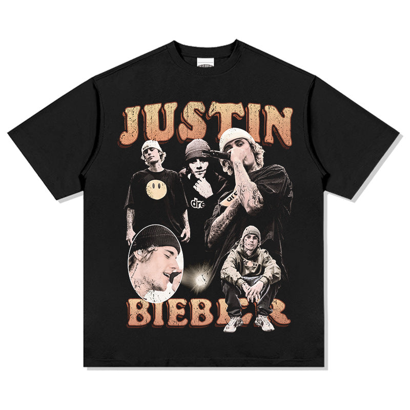 Streetwear masculino Justin Bieber print T-shirt