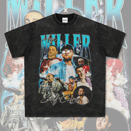 Outfit streetwear vintage hip hop macmiller print short sleeve t-shirt