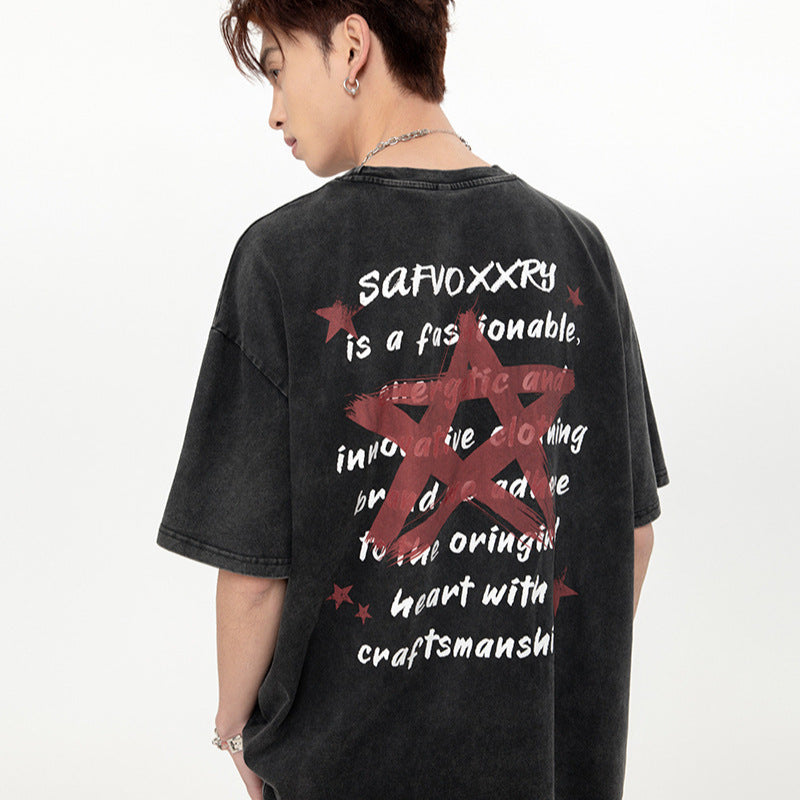 Vintage Tišö Rt alphabet print short-sleeved T-shirt summer oversize top