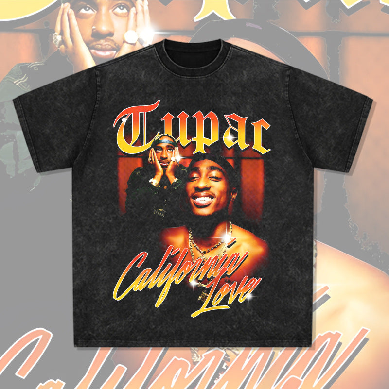 Cool t rapper vintage hip hop tupac print long sleeve short sleeve t-shirt