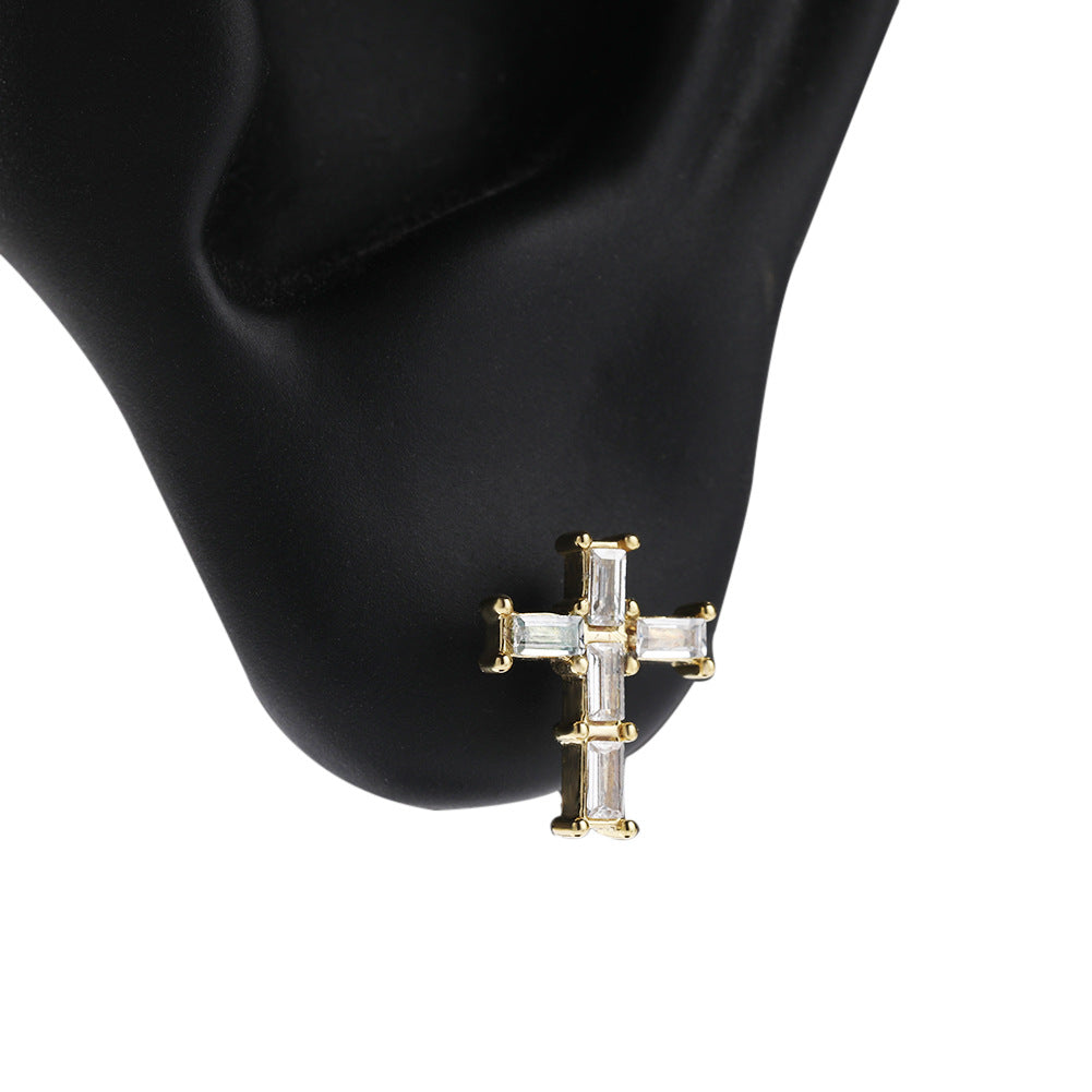 Earrings Square Zircon Cross Earrings Crosses