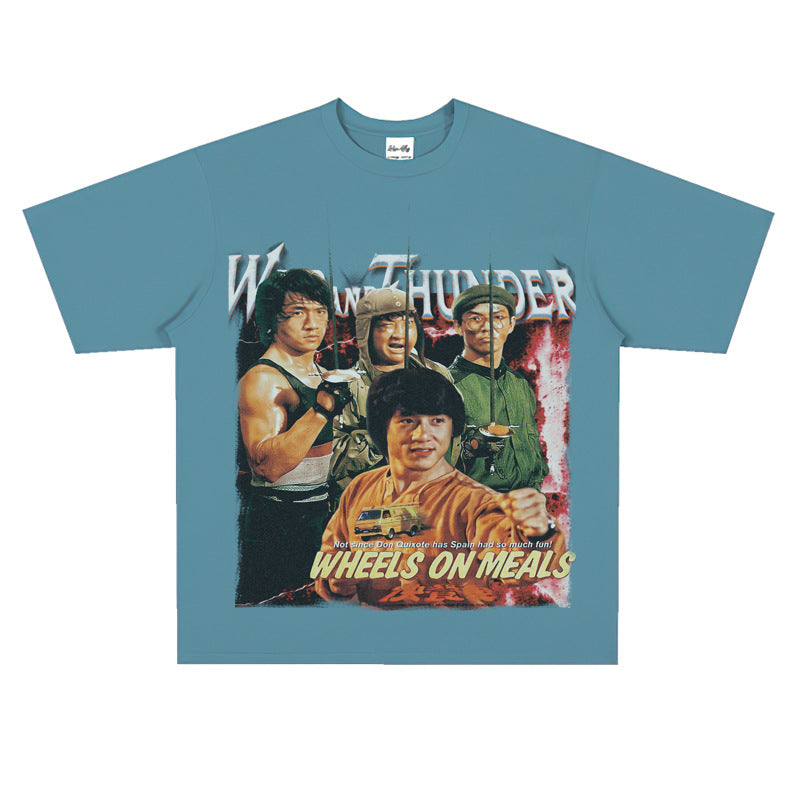 Film Star T Shirt Short Sleeve Retro American Street T-shirt for Men and Women