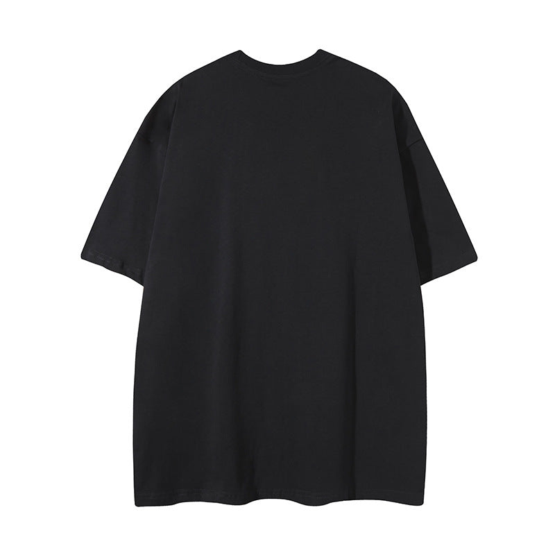 Distorted vintage summer alphabet foam print short-sleeved t-shirt loose casual top