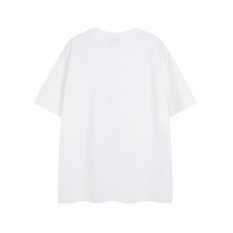 Y2K mens shirt washed portrait letter pattern T-shirt men's short sleeves casual loose