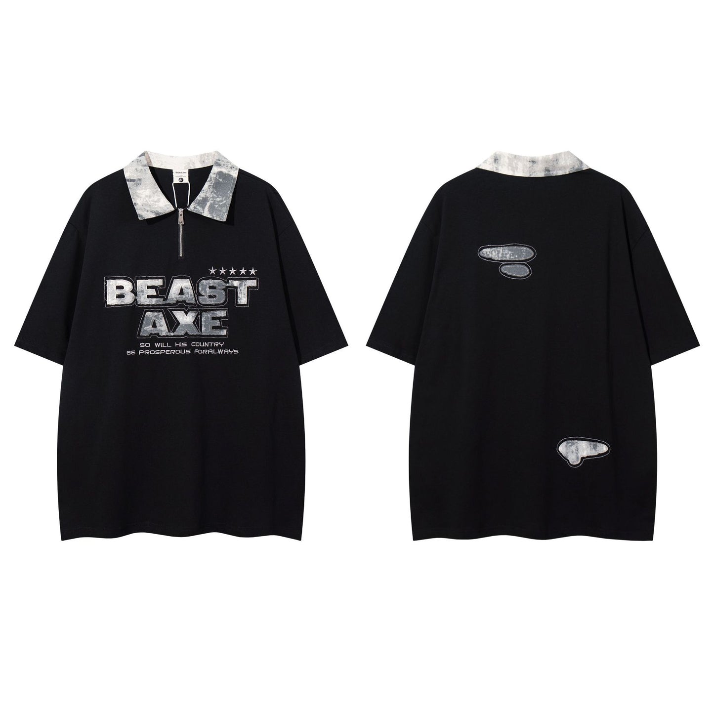Hip hop shirt summer vintage embroidered polo shirt t-shirt short sleeve