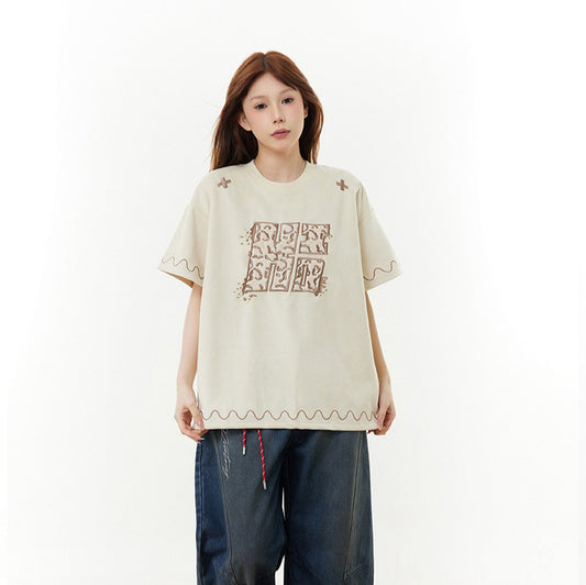 New York Hip Hop Style Crew Neck Short Sleeve T-Shirt Summer Loose Casual T-Shirt