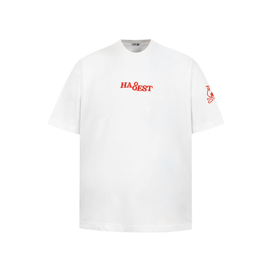 Hip hop shirt vintage flame embroidered short sleeve t-shirt summer loose top