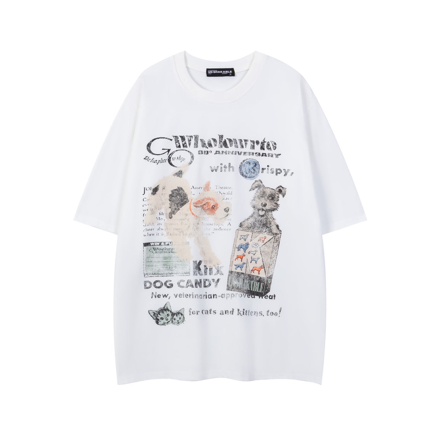 Vintage tarz t shirt doodle puppy print short sleeve t-shirt summer top