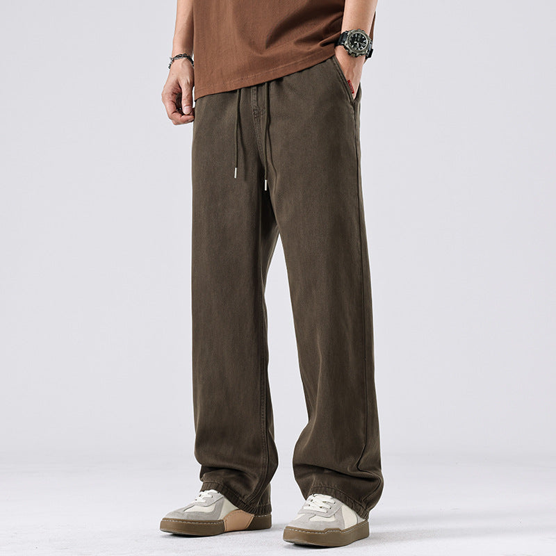 Men Casual Pants Retro Jeans Men Spring and Autumn Loose Straight Wide Legs