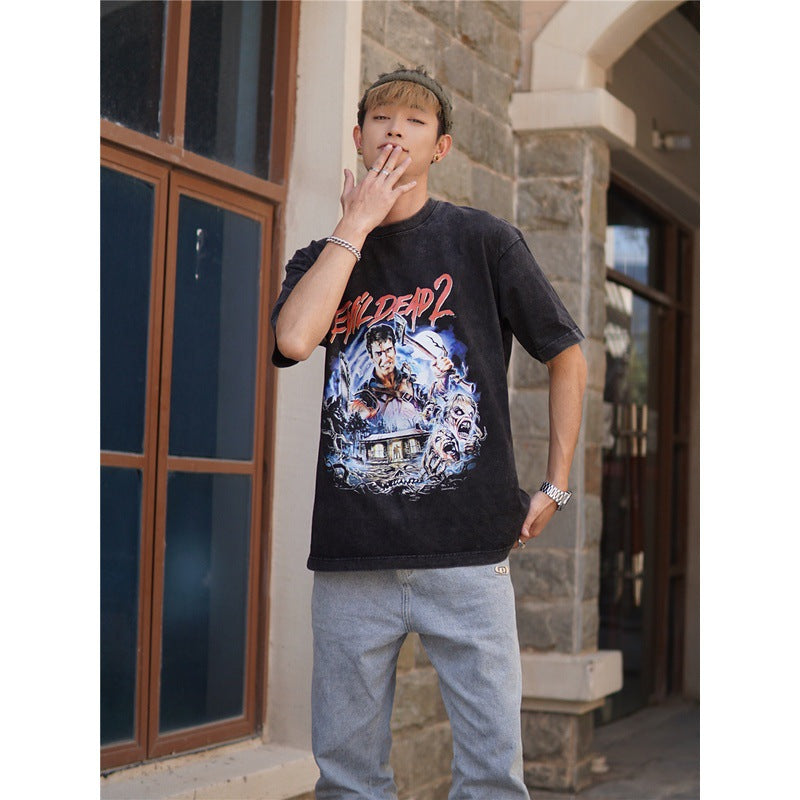 Film Star T Shirt Cotton Loose Nostalgic Short Sleeve American Retro Trendy Loose T-shirt
