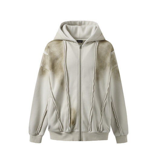 Streetwear Hoodie Make Old Hooded Sweater Hip Hop Loose Cardigan Jacket