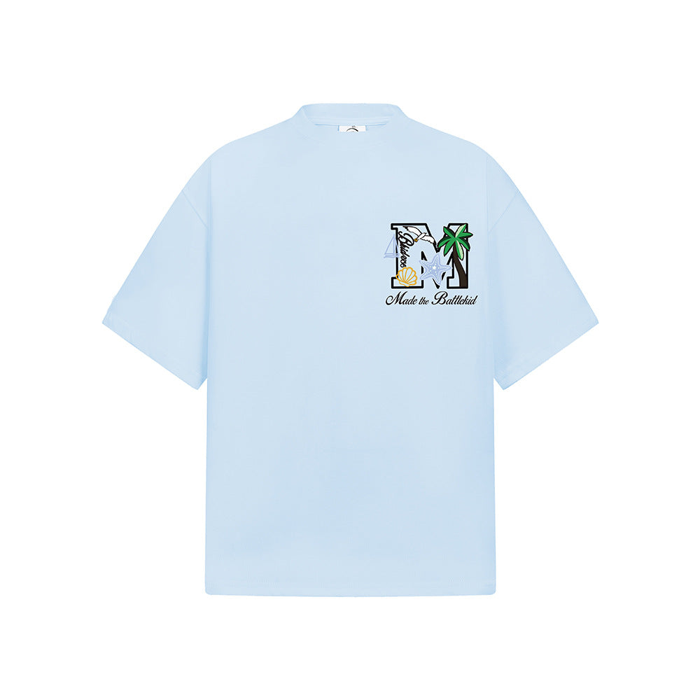 Hip Hop Clothes New York Vintage Floral Palm Short Sleeve T-Shirt