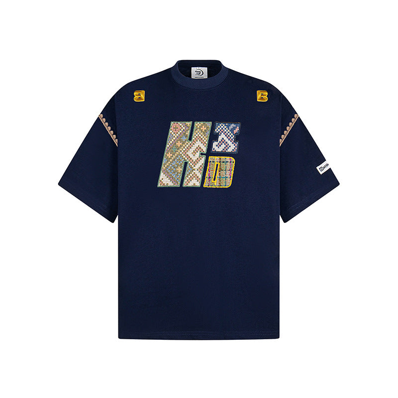 Hip Hop Clothes New York Vintage Embroidered Crew Neck Short Sleeve T-Shirt Summer Loose Top