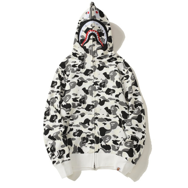 Ape Hoodie Shark Camouflage Printed Cardigan Zip Hooded Sweater Jacket