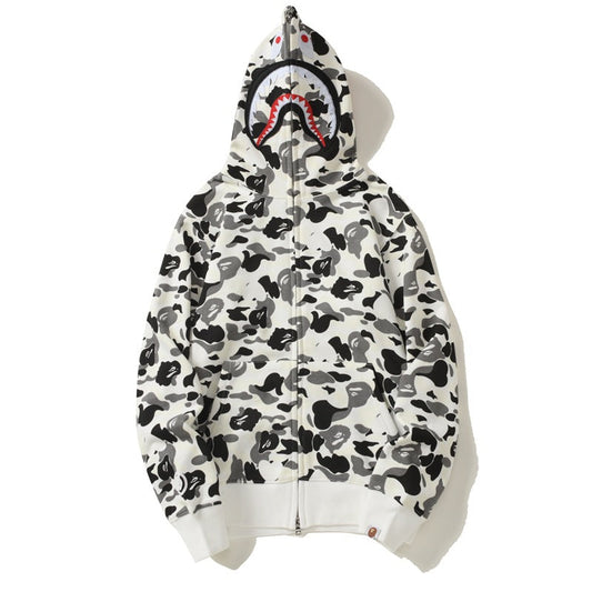 Ape Hoodie Shark Camouflage Printed Cardigan Zip Hooded Sweater Jacket