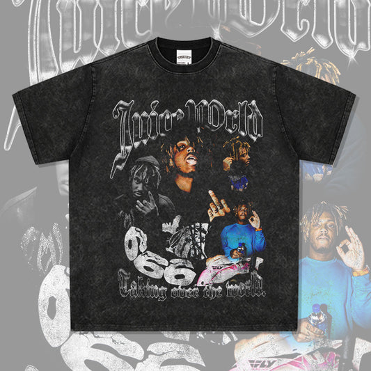 New york hip hop shop bc rap juice wrld print, short sleeve t shirt