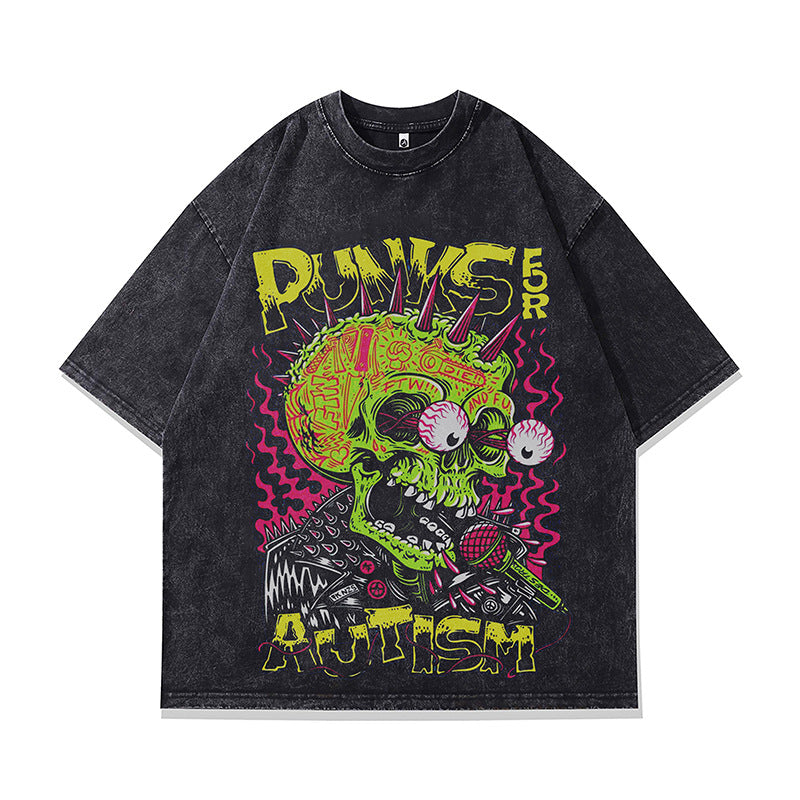 Ropa Vintage Hombre Skull Demon Vintage Old Short Sleeve T-Shirt