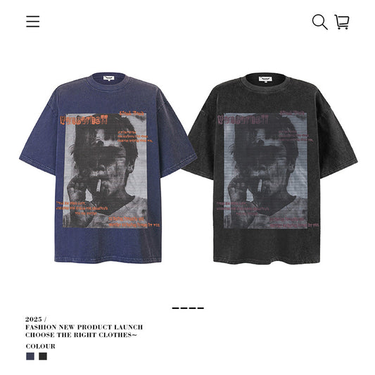 American vintage street T-shirt summer loose cotton men's clothing