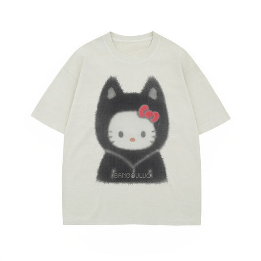 US drip outfits Summer Vintage Pussy Casual Loose Short Sleeve T-Shirts