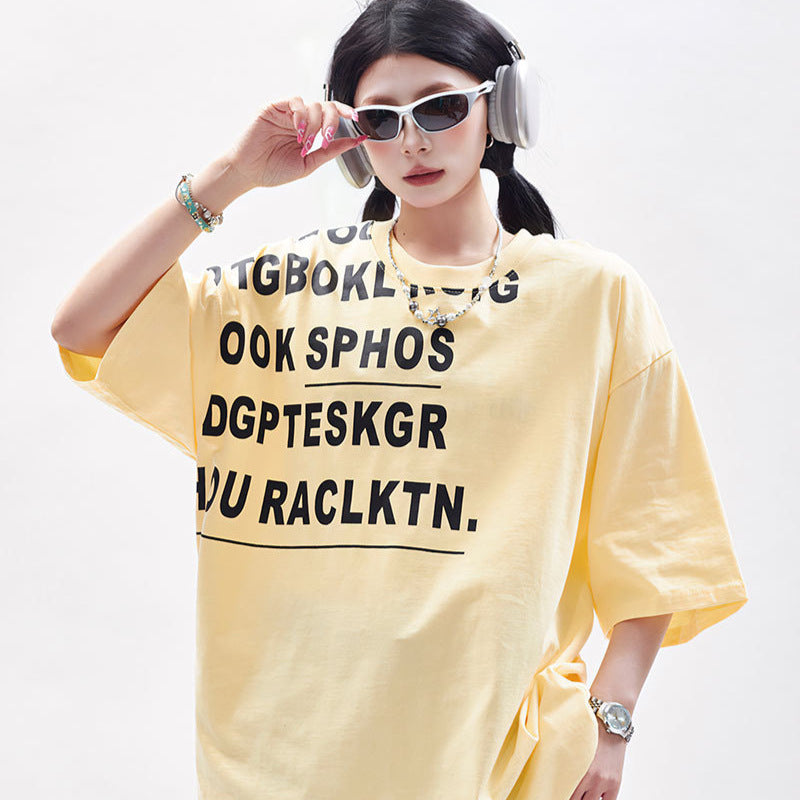 Vintage Tišö Rt Letter Print Short Sleeve T-Shirt Summer Loose Top