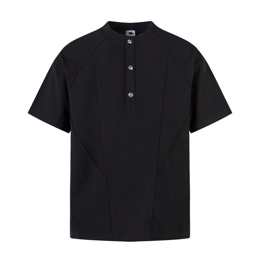 Casual Street Wear Summer Vintage Short Sleeve T-Shirt Waffle