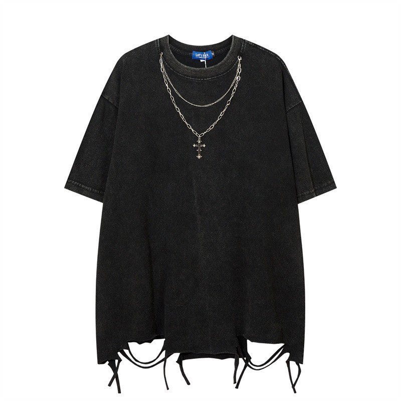 Camisas Retros Necklace Short Sleeve T-Shirt