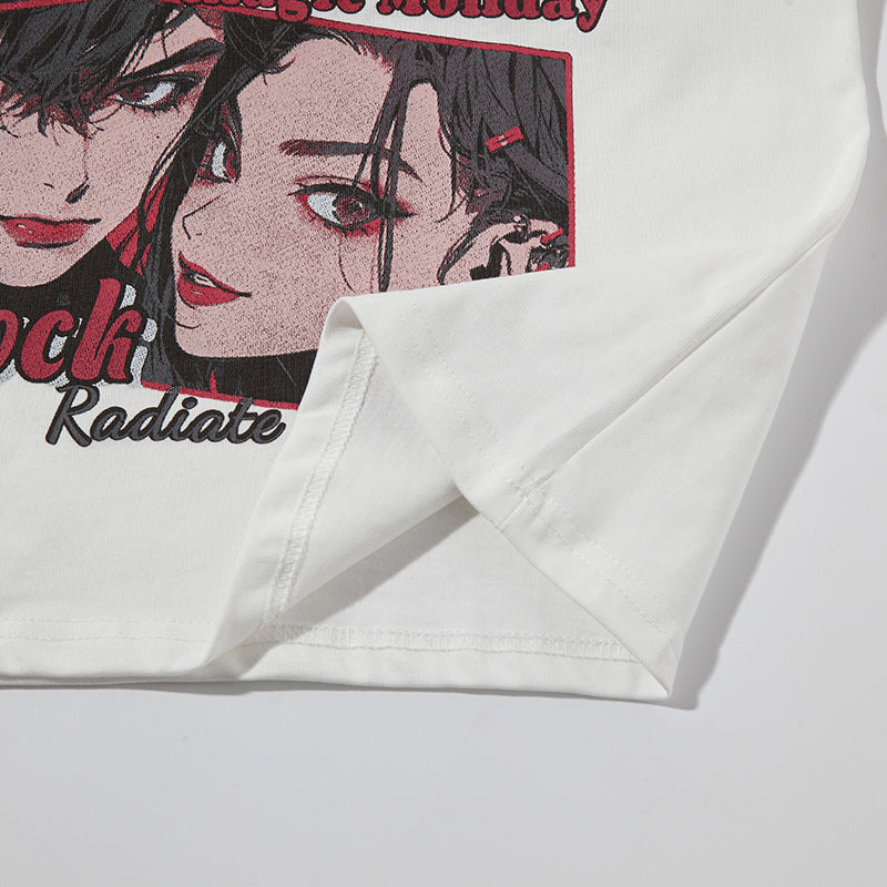 Nyc 1990 Shirt Vintage Anime Print Black Short Sleeve T-Shirt