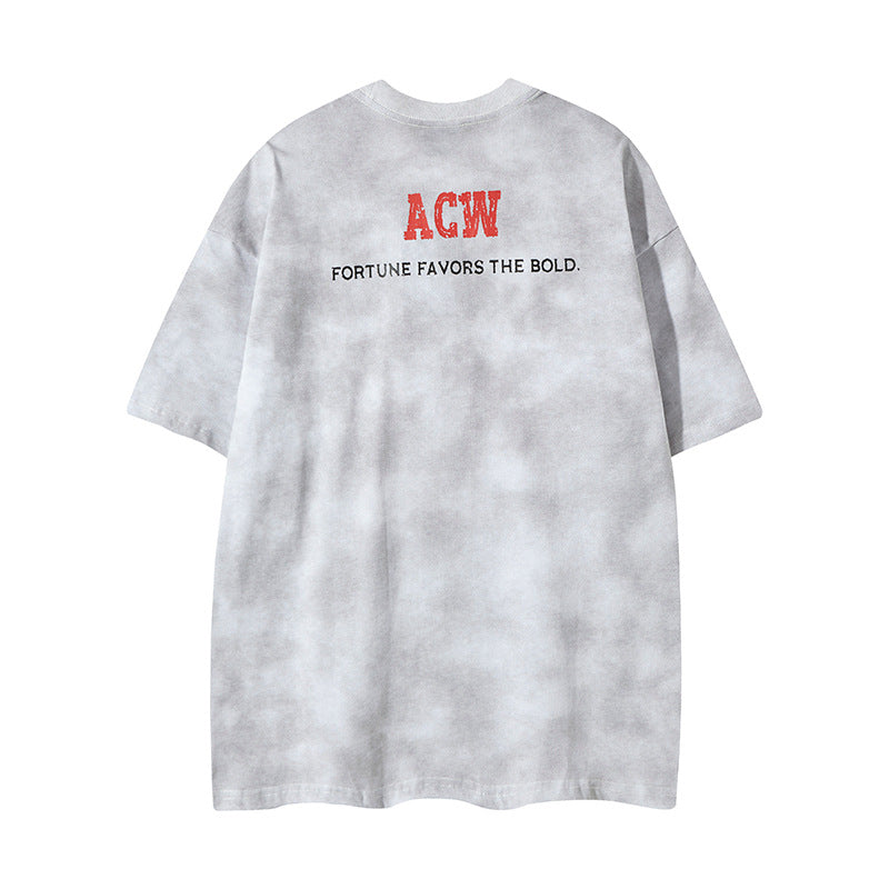 Nyc 1990 Shirt Short Sleeve Old Tie-Dye Retro Washed Printed T-Shirt