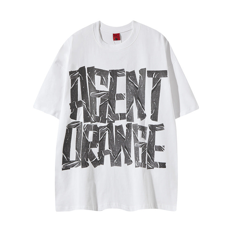 New York Hip Hop Style Alphabet Print Short Sleeve T-Shirt Loose
