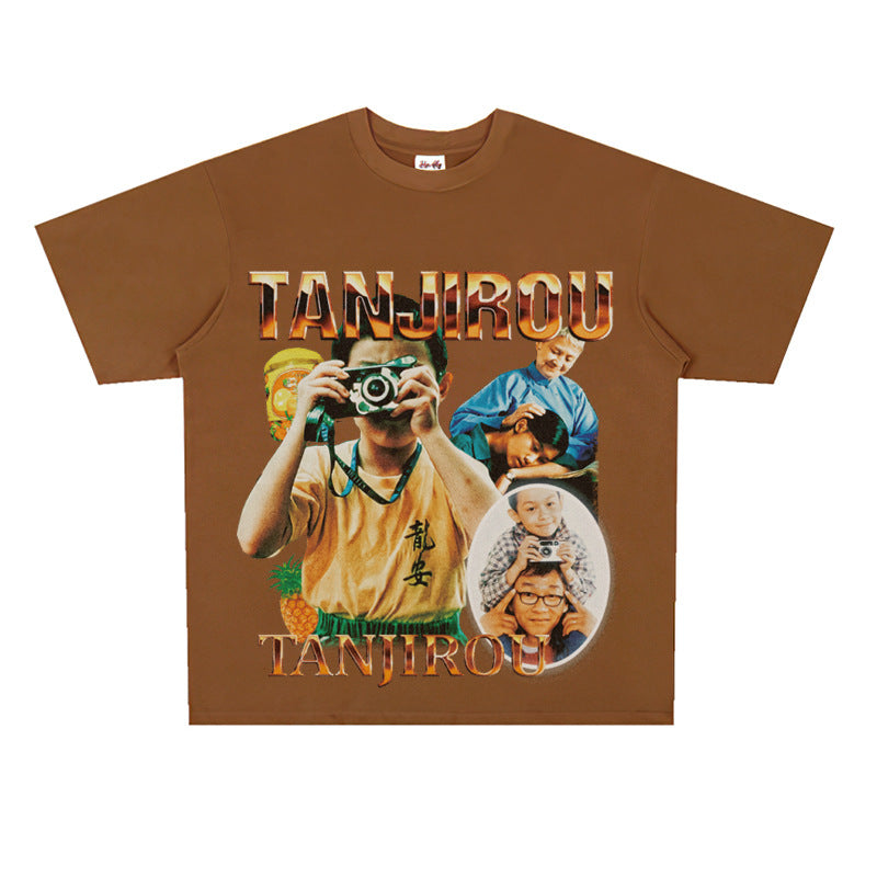 Film Star T Shirt American Retro Street Cotton T-shirt Men and Women