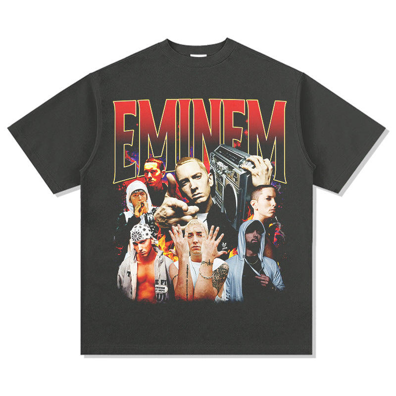 Outfit streetwear vintage hip hop Eminem Eminem print short sleeve t-shirt